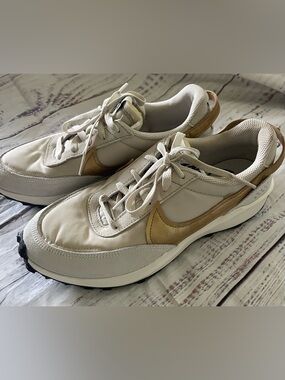 Nike Cream and Tan Swoosh Low-Top Sneakers